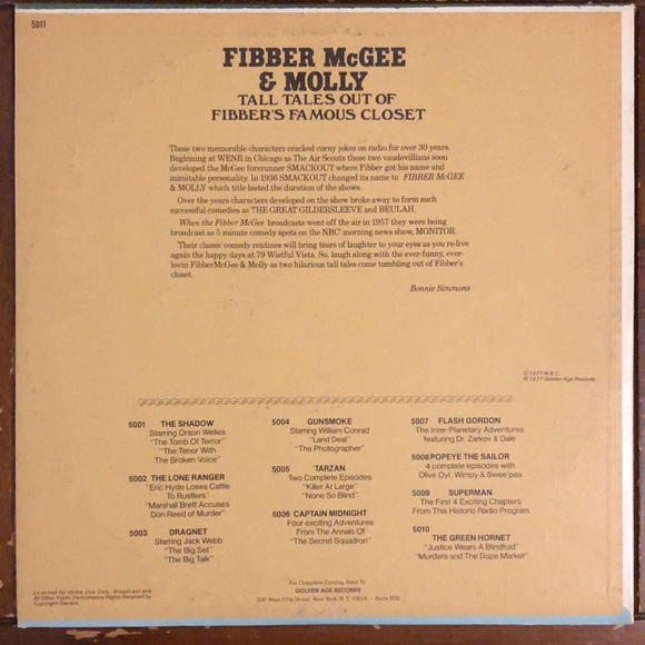 Fibber McGee & Molly Vinyl Lp '77 - Picture 3 of 7